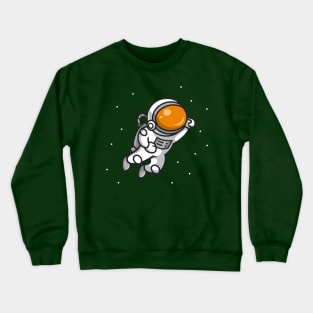 Cute Astronaut Flying In Space Cartoon Crewneck Sweatshirt